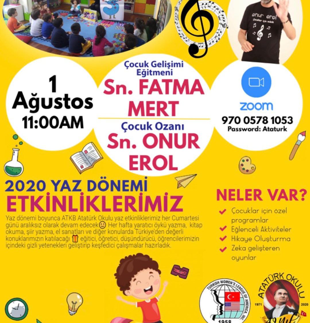 ATKB New York Atatürk Okulu Yaz Programı – 1 Ağustos 2020