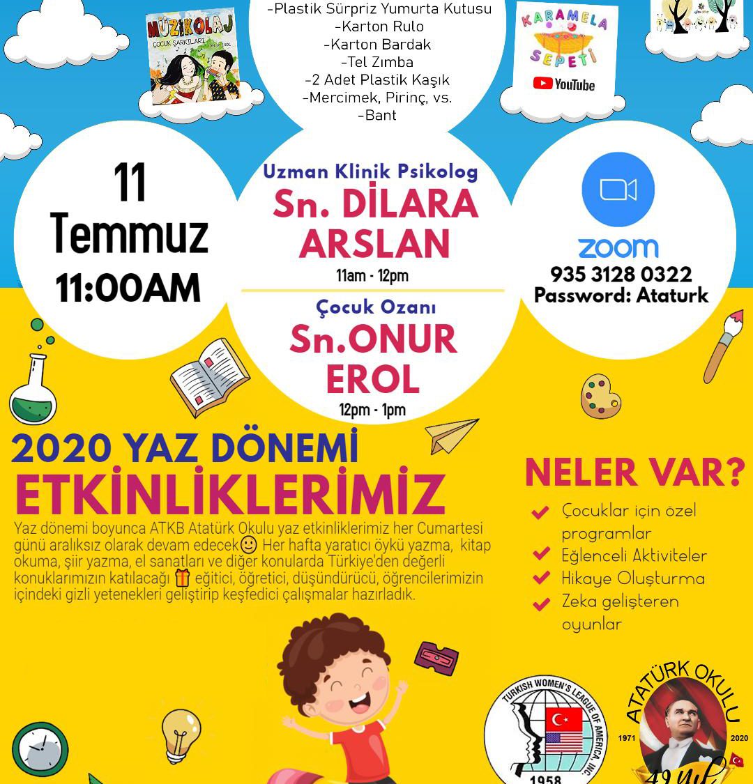 ATKB New York Atatürk Okulu Yaz Programı – 11 Temmuz 2020