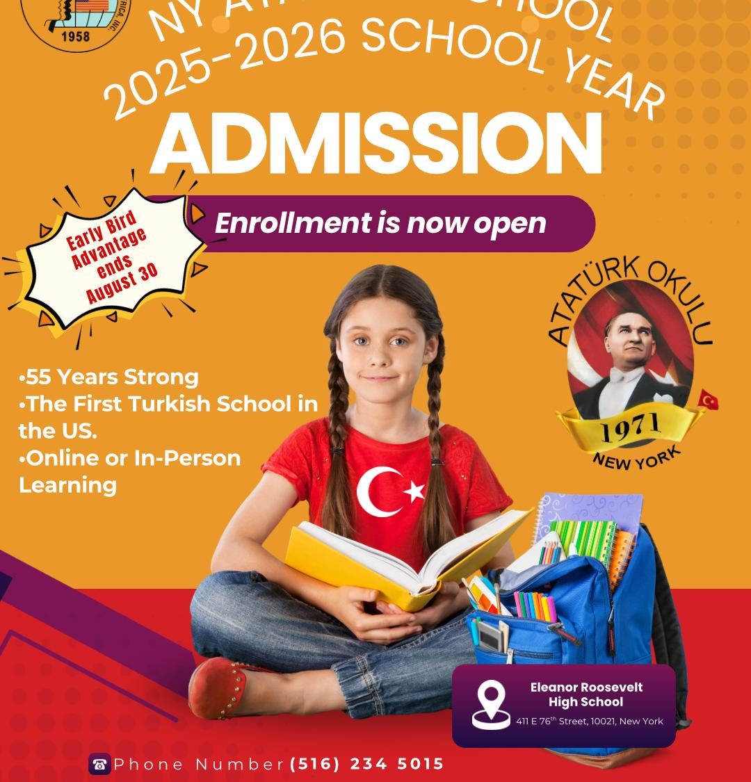 NY Ataturk School 2025-2026 Academic Year Registration is now Open!